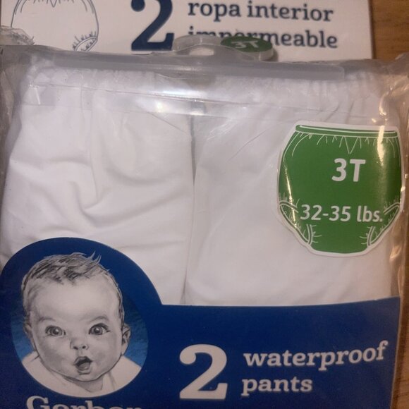 Gerber 3T Waterproof Cloth Diaper Cover White 2-Pack Toddler Training Pants - Picture 7 of 9